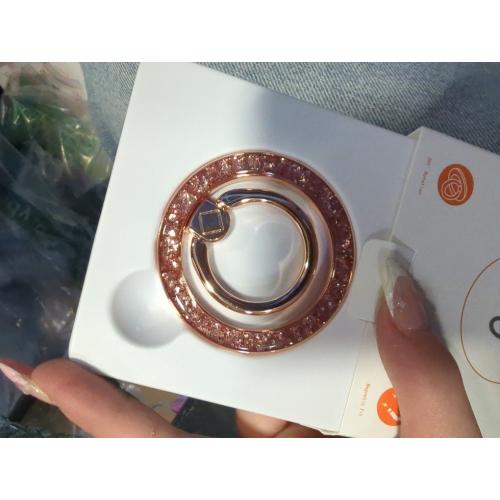 Magnetic Phone Ring for MagSafe Grip [Super Magnet] Gold Twinkle Design Ring Holder Stand, magsafe pop Socket (Rose Gold)
