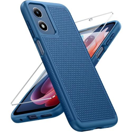 FNTCASE for Moto G-Play 2024 Case: Dual Layer Non Slip Military Grade Blue