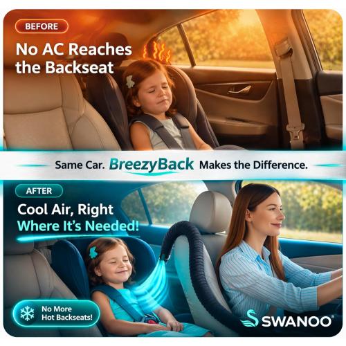 Car AC Vent Extender, Directs Air to Kids & Pets, Extends to 10 FT