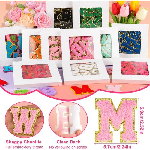 ASTARON 52 Pcs Self Adhesive Letter Patches Chenille Stickers Cloth Patch