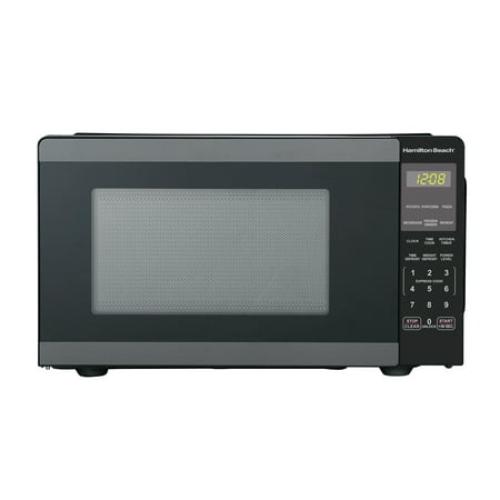 Hamilton Beach 0.9 Cu ft Countertop Microwave Oven, 900 Watts, Black Stainless Steel, New