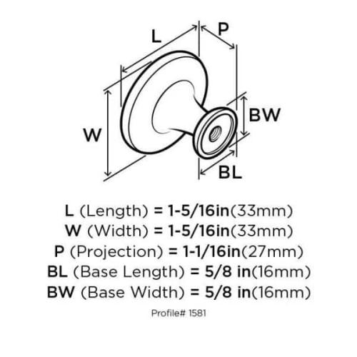 5pk Nature's Splendor 1-5/16 in. (33mm) Traditional Satin Nickel Round Cabinet Knob