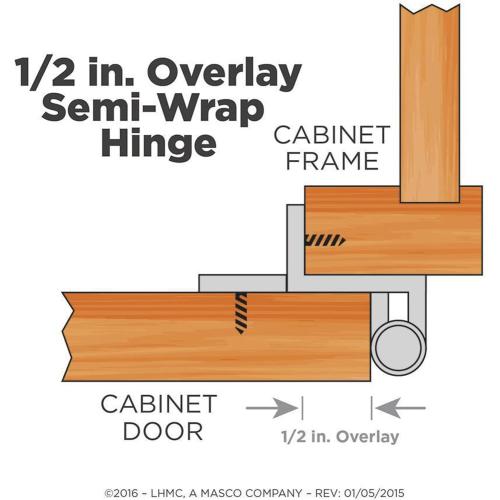Franklin Brass (10-Pack) Self-Closing Cabinet Hinges 1/2' Semi-Wrap Overlay for Cabinet Doors Kitchen/Cabinets/Cupboards/Furniture, Satin Nickel H01915K-SN-B