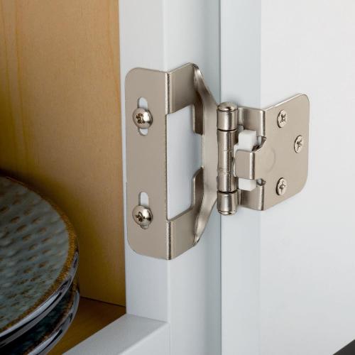 Franklin Brass (10-Pack) Self-Closing Cabinet Hinges 1/2' Semi-Wrap Overlay for Cabinet Doors Kitchen/Cabinets/Cupboards/Furniture, Satin Nickel H01915K-SN-B