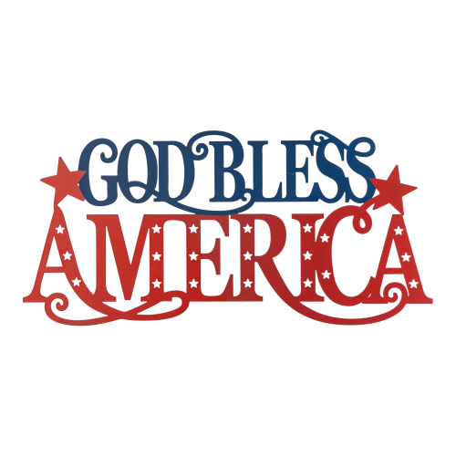 Glitzhome God Bless America Wall Decor Iron 1 pc