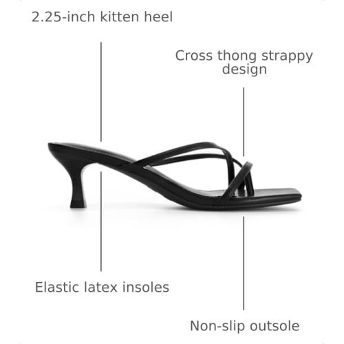 Athlefit Women's Strappy Kitten Heels Fashion Flip Flop Thong Low Heels Size 8.5