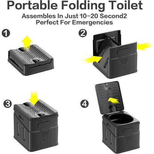 Portable Toilet,Camping Toilet Have Small Foldable Size. It is Compact Portable Toilet for Adults and Children. Suitable for Cars, Hiking, Beaches and Camping