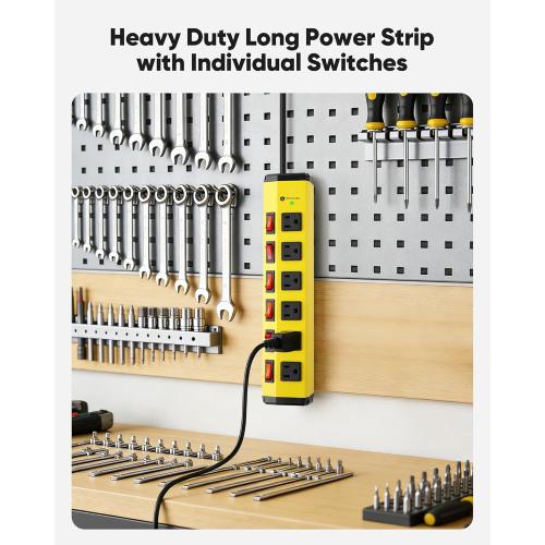 KeBen Heavy Duty Surge Protector,6 Outlets Individual Switches,25FT/15A