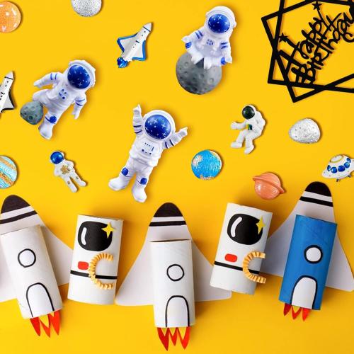 40PCS Space Cake Toppers Astronaut Planet Rocket Birthday Decorations
