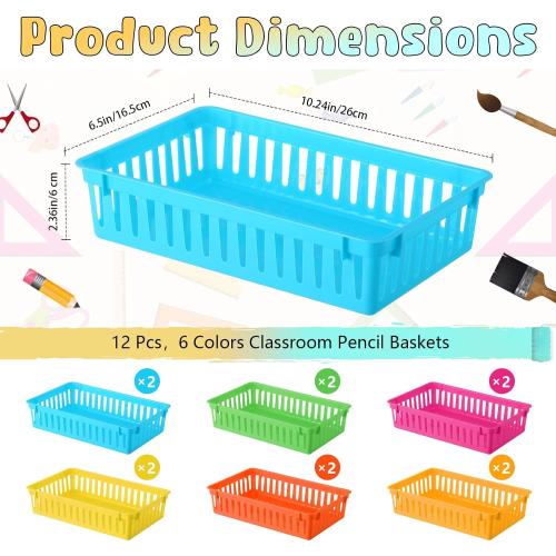 Wenqik Set of Small Plastic Baskets for Organizing, Colorful