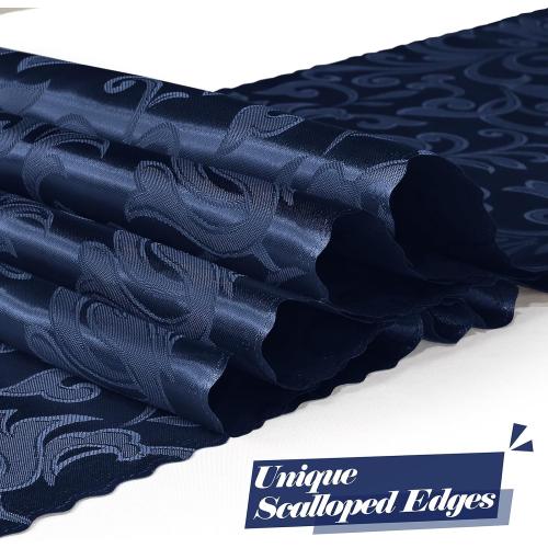 MILVOWOC 4 Pack Navy Blue Damask Table Runner, 12 x 72 Inch
