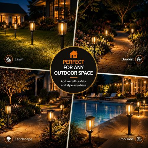 Tenmiro Solar Pathway Lights Outdoor , Bright Solar Garden Lights
