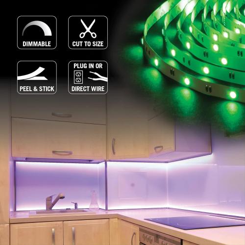 Armacost Lighting RibbonFlex Home 24V RGB W Hardwire LED Strip Light Kit, Multicolor, 16 ft (423511)