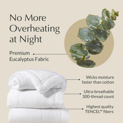 Buffy Cloud Cooling Comforter for Hot Sleepers, Machine Washable Lightweight Fluffy All-Season Temperature-Regulating Eucalyptus Lyocell Duvet Insert (King/Cal King)