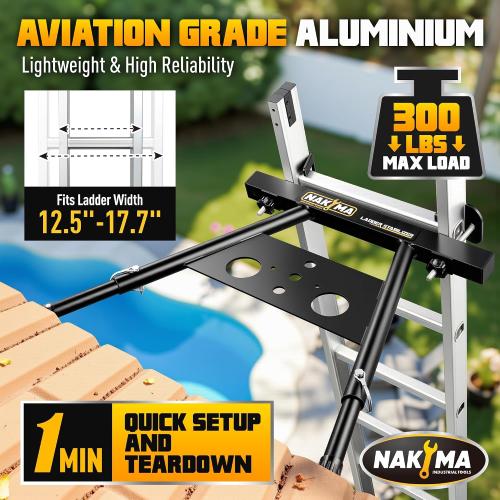 Ladder Stabilizer, Ladder Stabilizer for Roof, Wall Ladder Standoff Aviation Grade Aluminium, Adjustable Leg 22-29.5 Ladder Stabilizer withstands 300 LBS Weight Rating
