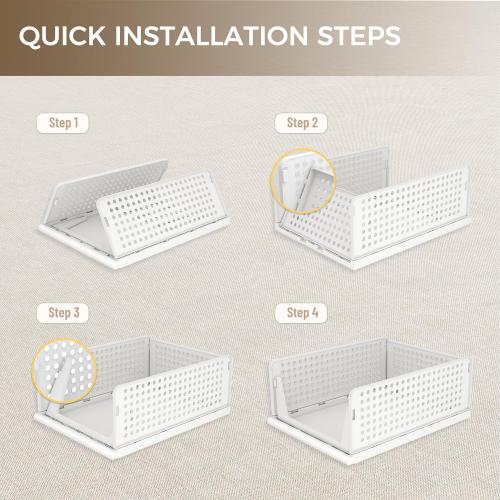 Pinkpum 6 Pack Closet Organizer Storage Bins Stackable Plastic Drawer Shelf