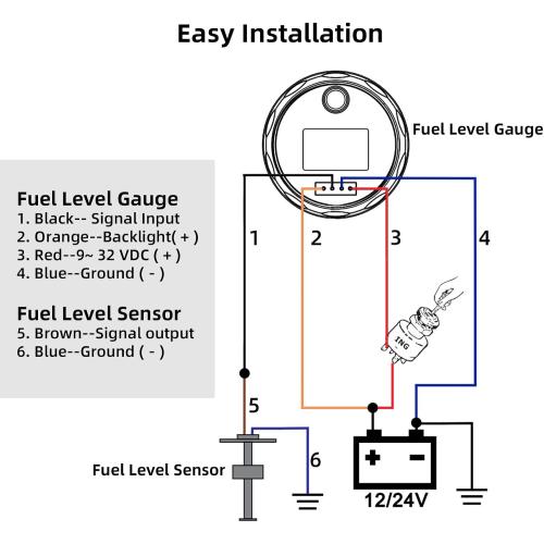 RUPSE Fuel Sender Unit Boat Fuel Tank Sending Unit Fuel Water Level Sensor Stainless Steel Fuel Sender and Fuel Gauge for Boat Car Truck RV (6.8(175mm))