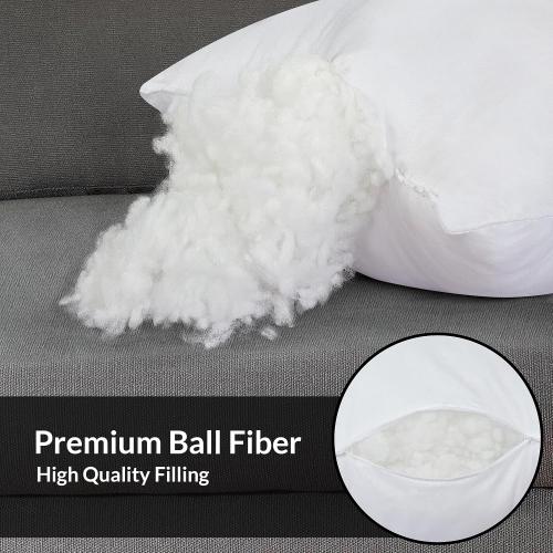ROYALE LINENS 12 x 12 Pillow Insert - Down Alternative Throw Pillows Insert - Square Pillow Pack of 2 White - Bed & Couch Pillows - Inner Cushion for Bed, Cushion for Living Room - Shams Stuffer