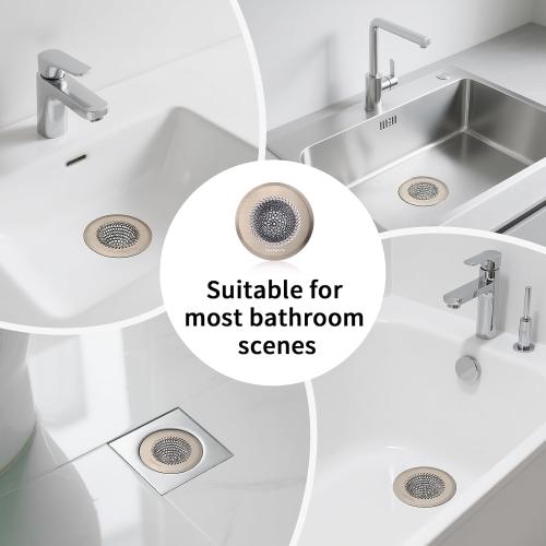 Reversible Shower Drain Hair Catcher, Prevent Clogging Bathtub Drain Cover, Fast Drainage & Easy Clean Tub Drain Hair Catcher for Regular & Pop-up Drain (Brown)