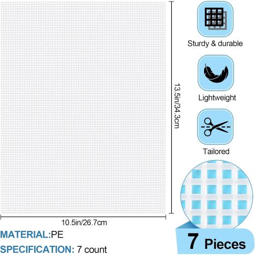 Phinus 7-Piece Plastic Canvas Sheets, 10.5 x 13.5, Eye Mesh for Embroidery & Knit Crochet Projects, DIY Handicraft, Make Dividers