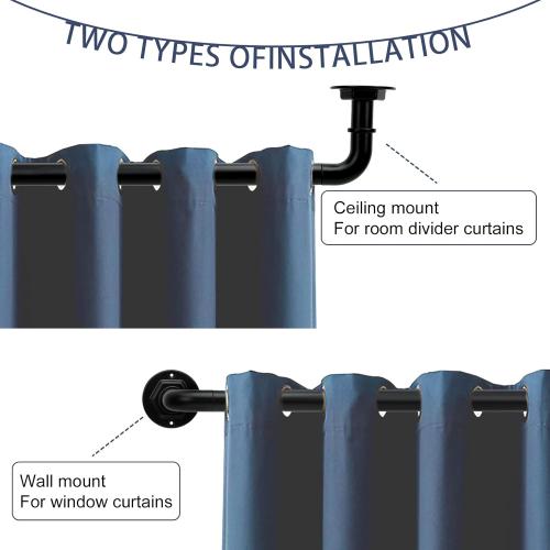 Byondeth Curtain Rods for Windows 16 to 144 Inches Adjustable Blackout Wrap Around 1 Inch Diameter Curtain Rod, Black