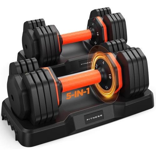2026 FDB2 Updated Adjustable Dumbbell Set of 2, 5-in-1/10-in-1 Weights Dumbbell Set with Storage Box, 25lbs/55lbs Adjustable Weights with Anti-slip Silicone Grip, Weight Set For Home Gym Suit both Men and Women