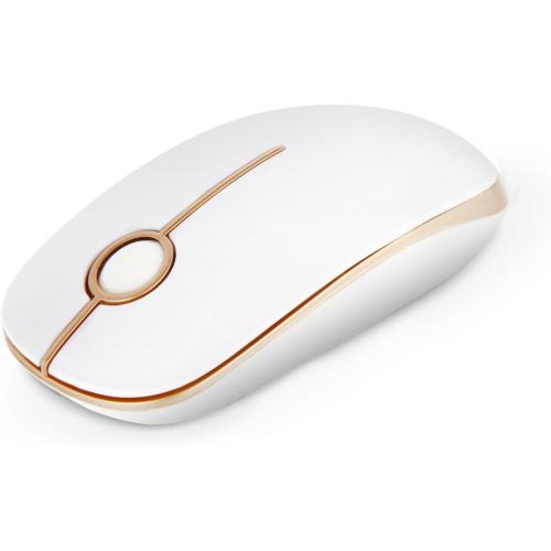 VssoPlor Wireless Mouse, 2.4G Slim Computer Laptop Mouse, White and Gold
