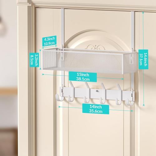 LUCYCAZ Over The Door Hooks Organizer, Door Hanger Storage with Coat Hooks