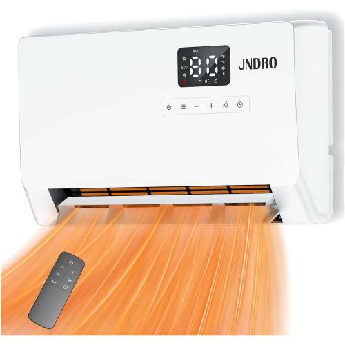 Wall-Mounted Space Heater with ECO Thermostat and Remote Control, LED Display, 60°/90°/120° Oscillation Modes, 24-Hour Timer, Indoor Electric Space Heater