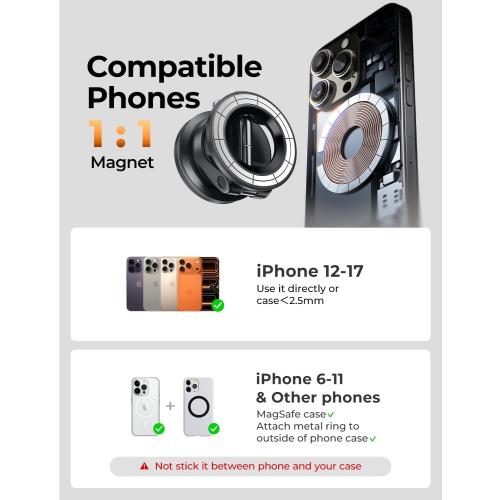 LISEN for MagSafe Car Mount [3800gf Strong Magnet&90 LBS Suction] 360° Adjustable Vacuum Magnetic Phone Holders for Your Car, for iPhone 18 Pro Max 17 16 15 14 13 12 Plus Air for Shower All Smartphone