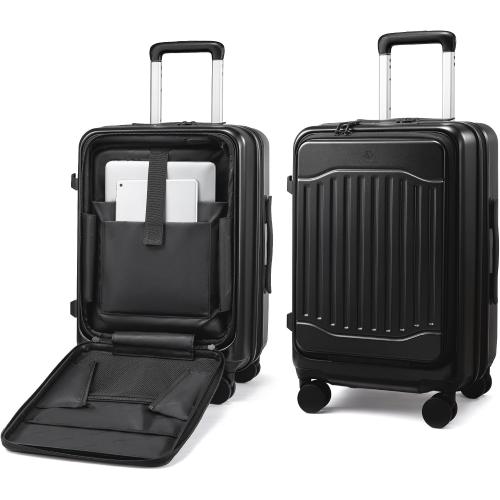 LOVEVOOK Carry On Luggage 22x14x9 Airline Approved, Expandable Hard Shell Suitcase with Spinner Wheels, USB Charging Port & Front Pocket, PC Hardside Rolling Luggage with TSA Lock for Travel