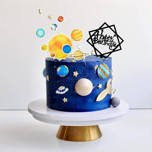 40PCS Space Cake Toppers Astronaut Planet Rocket Birthday Decorations