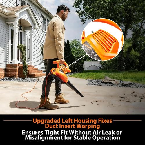 LawnMaster BV1210 Electric Blower Vacuum Mulcher 12 Amp 2-Speed Adjustment with Metal Impeller 240 MPH 380 CFM 16:1 Mulch Ratio with Collection Bag