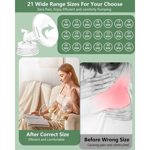 Breast Pump Parts Compatible with Spectra S1/S2/9 Plus/Synergy Gold, Full Set Replacement Parts for Spectra Include 12mm Flange, Duckbill Valve, Backflow Protector, Tubing, Bottle, Not Original Parts