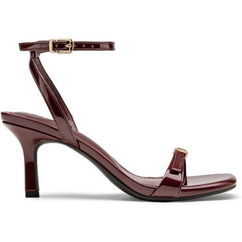 Athlefit Kitten Heels for Women Square Open Toe Ankle Strap Heeled Sandals 6.5