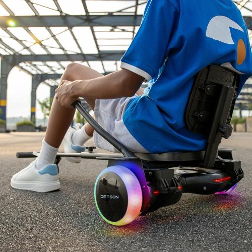 Jetson JetKart 3.0 Universal Hoverboard Attachment, 4 Tire, Adjustable Footrest Accommodates Most Heights, Ages 12 , Black, JKAR30-BLK