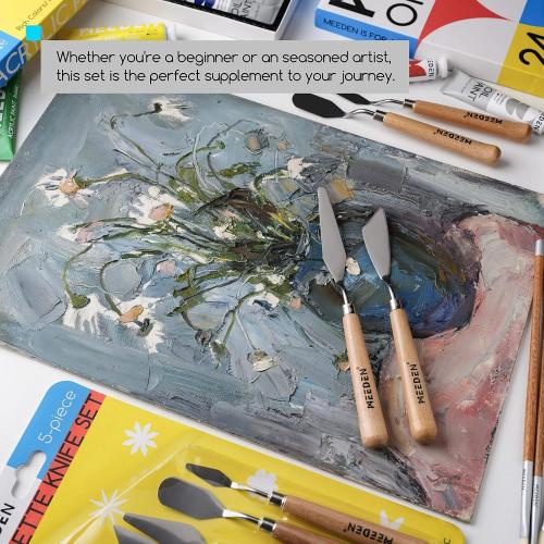 MEEDEN 5Pcs Palette Knife Set: Stainless Steel Painting Knives Wood Handle