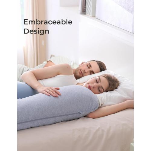 Momcozy J Shaped Pregnancy Pillow, Maternity Body Pillow for Side Sleepers