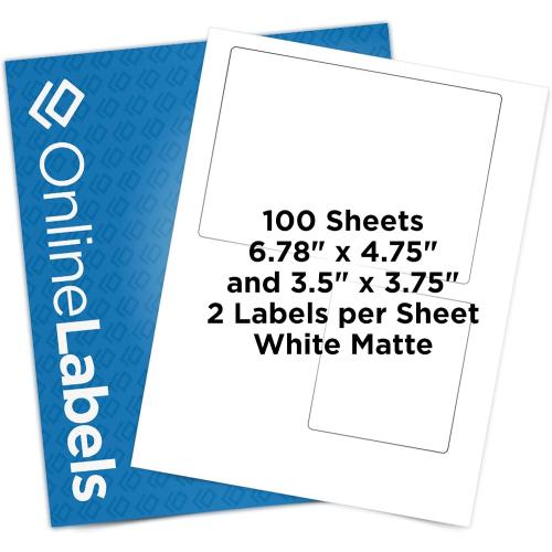 Online Labels 6.78 x 4.75 and 3.5 x 3.75 Shipping Labels - Compatible with USPS Click-N-Ship - Pack of 100 Sheets - Inkjet/Laser Printer (Set of 2)