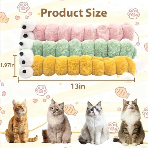 Cat Toys Pillows 3 Pack, 13” Cat Kicker Toys with Catnip Inside, Durable Interactive Cat Toys for Indoor Cats, Soft Kick Sticks for Exercise & Play