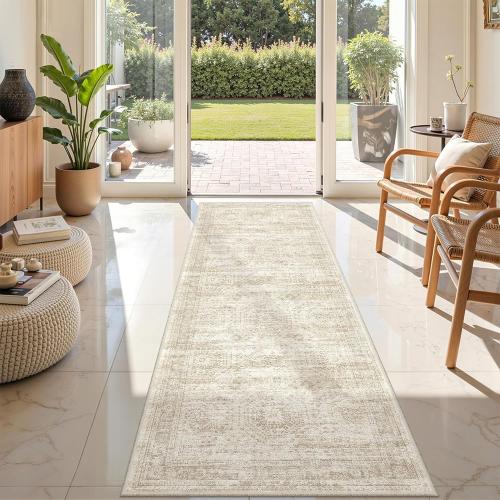 2x8 Runner Rug Non Slip,Washable Hallway Runner Rug,Beige