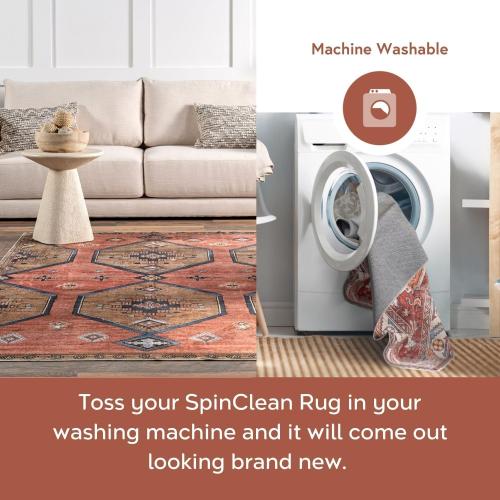 Nuloom SpinClean Sol Light Grey/Blue, 8'x10', Vintage, Soft and Cozy, High Traffic, Stain Resistant, Easy Clean, Durable, Machine Washable Area Rug for Bedroom, Living Room, Dining, Den, Foyer