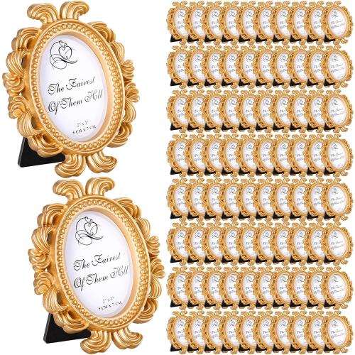 Vicenpal 4 Pcs Gold Mini Vintage Picture Frames Bulk, 3.2 x 4 Inch