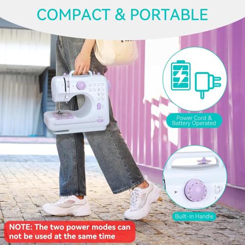 Mini Sewing Machine for Beginners, Portable Sewing Machine with 12 Stitches