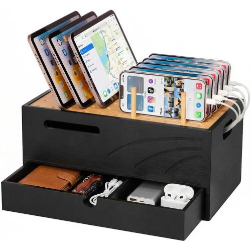Homde Office Charging Station Organizer: 2 Layer Charger Holder (Black)