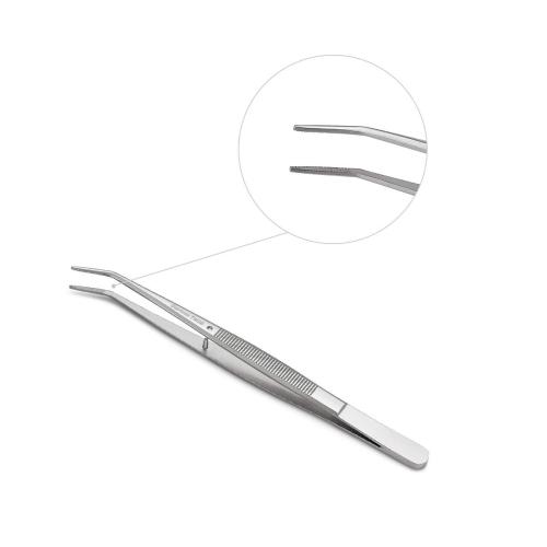 Stainless Steel Tweezers, with Curved Serrated Tip Multipurpose Sewing Machine Tweezers Forceps for Craft Repairing (2 Pcs set)