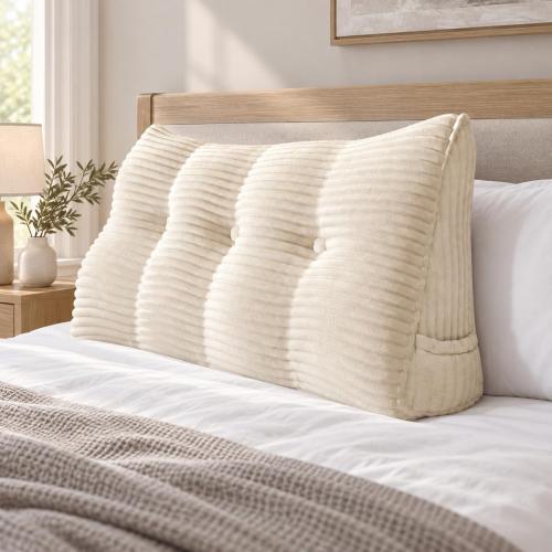 8 lbs Thickened Wedge Pillow Headboard Body Positioner Triangular Reading Pillow Bed Bolster Pillow for Sitting Up in Bed with Removable Cover, Backrest Corduroy Twin