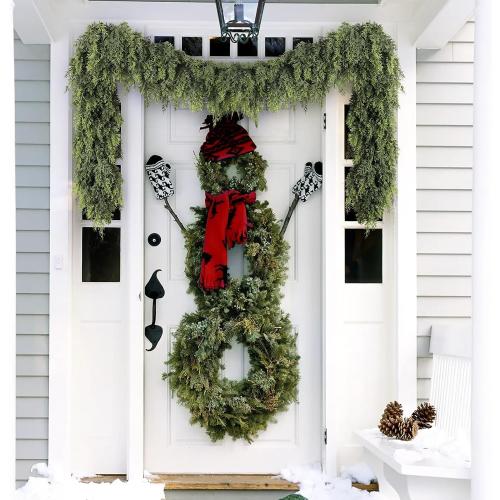 Cedar Christmas Garland with Lights for Mantle - Decorations 6 ft Realistic Lighted Faux Pine Garlands for Xmas Home Decoration Indoor Stairs Railing Fireplace Outdoor 6ft Prelit Garland Door Decor