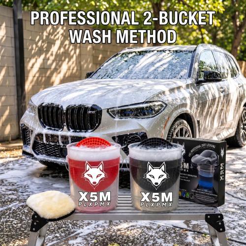 10.4 Car Wash Bucket Grit Trap Insert, 2-Pack with Mitt, Red