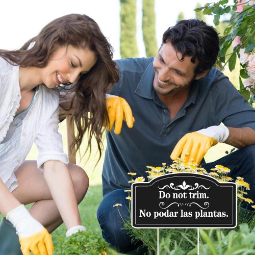 Soaoo 4 Pcs Do Not Trim Yard Signs with Stakes for Garden, Black, Elegant